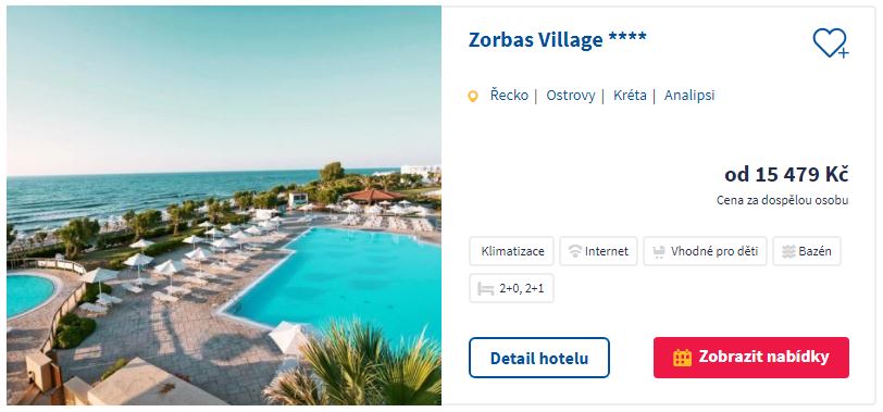 Zájezd na dovolenou do hotelu Zorbas Village nabízejí tyto cestovky: CK Fischer a Thomas Cook
