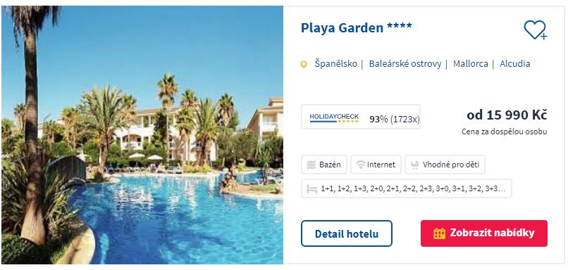 Dovolenou s pobytem v hotelu Playa Garden nabízejí tyto cestovní kanceláře: CK Fischer, Neckermann, TUI, LMX Touristik, Bucher reisen, Dertour a dalš